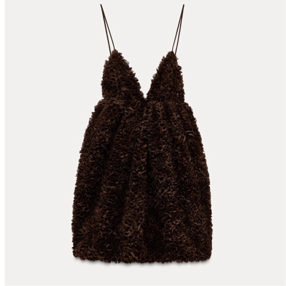 Zara Chocolate Ruffled Dress